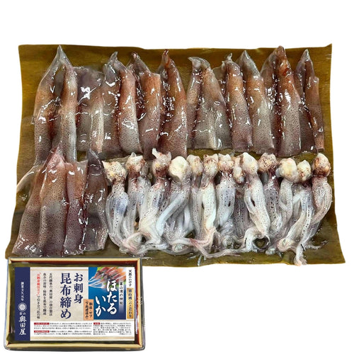 【販売終了】ほたるいか 昆布締め［胴体・竜宮そうめん（ゲソ）］（内臓・目・口・軟骨処理済み）【お届け期間㊃＜候補日A＞2025年4月8日～13日】〖冷蔵品〗